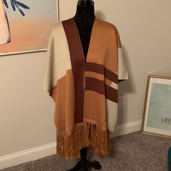 Frye women's patchwork striped poncho wrap - Picture 3 of 7